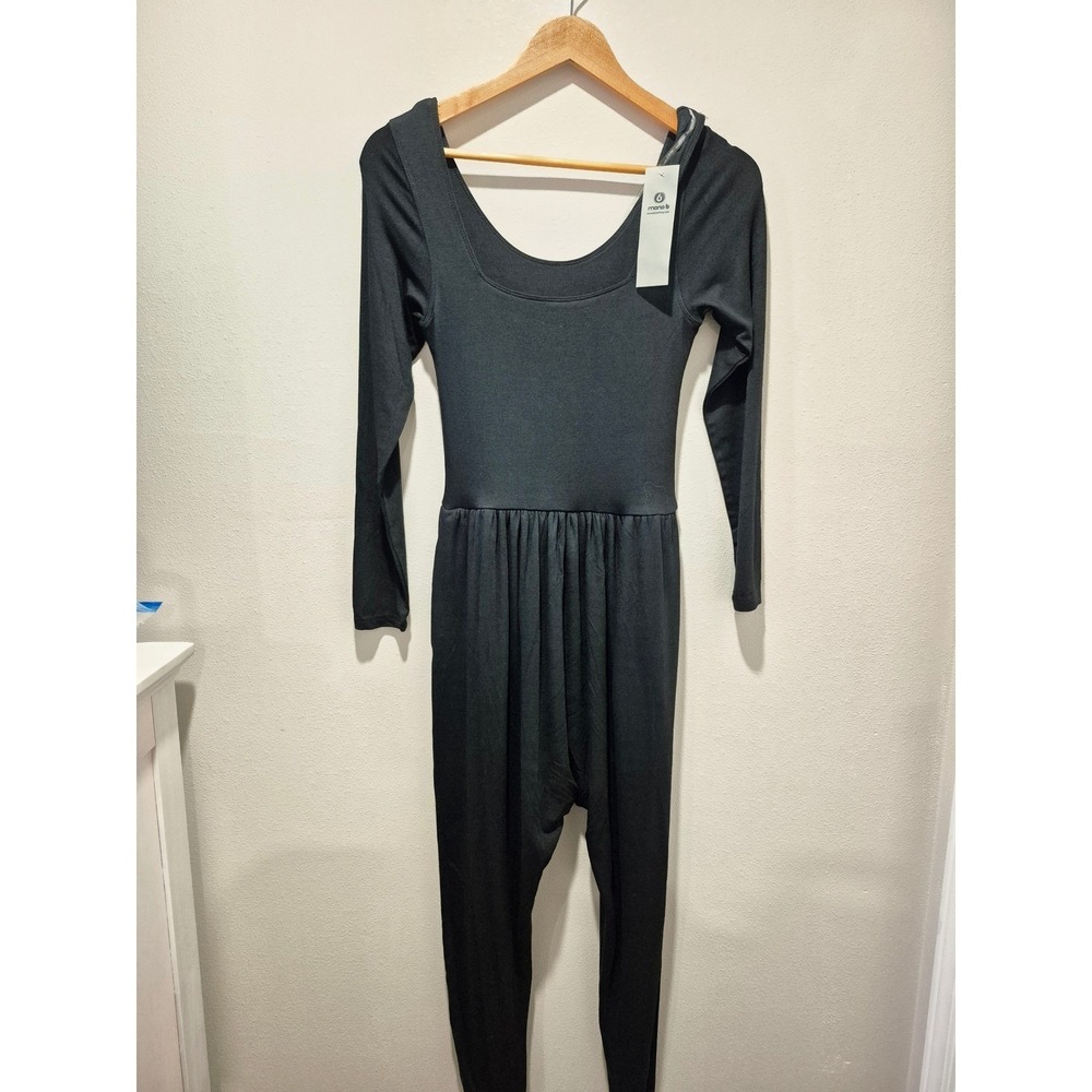 Black Long Sleeve Jumpsuit Casual Lounge Athleisure Comfort Romper Women Small